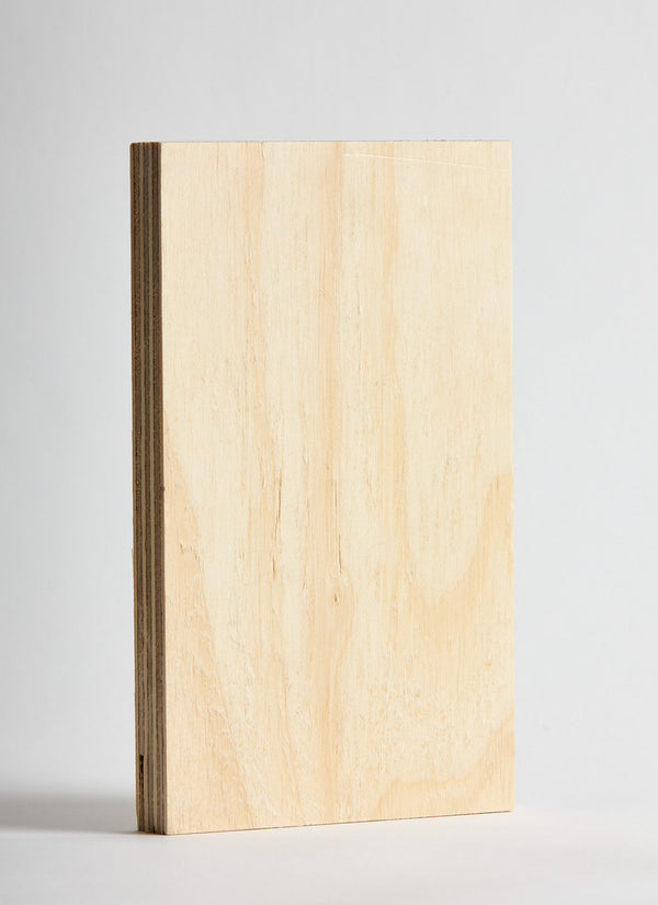 18mm AC Radiata Pine Plywood on a white background available to purchase online from local plywood supplier, Plyco