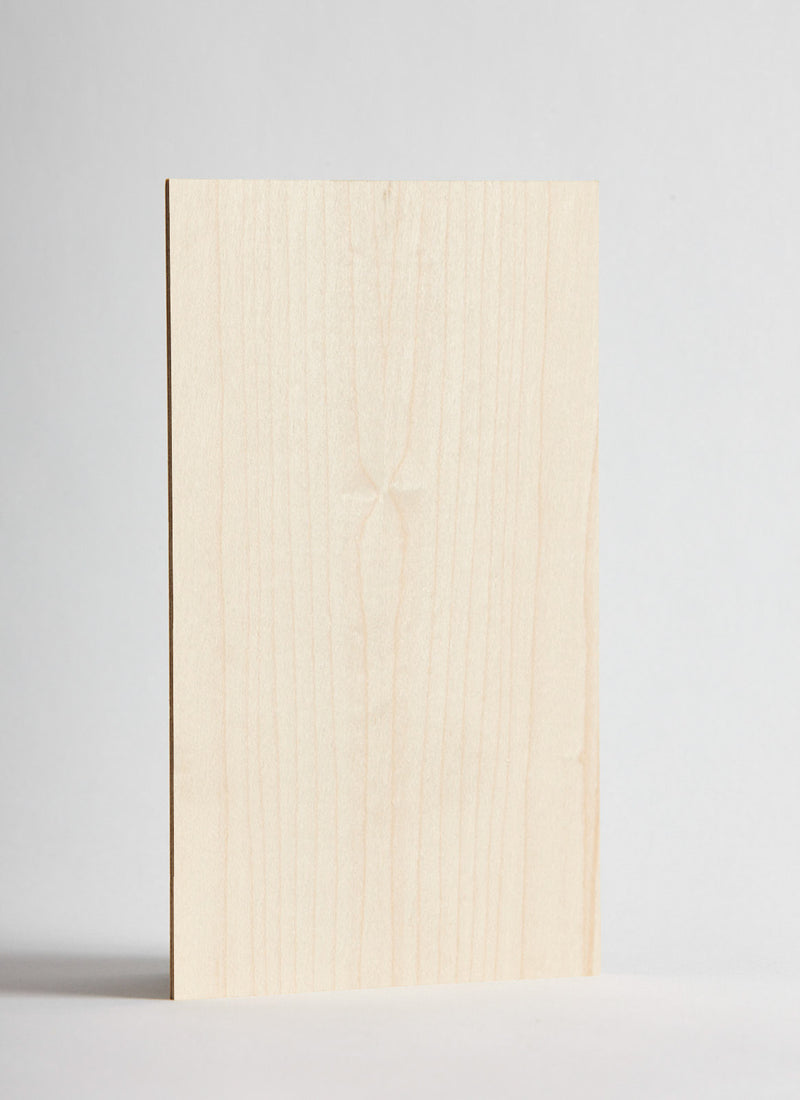 Plyco's 600 x 300 x 3mm Canadian Rock Maple Legnoply plywood panel on a white background