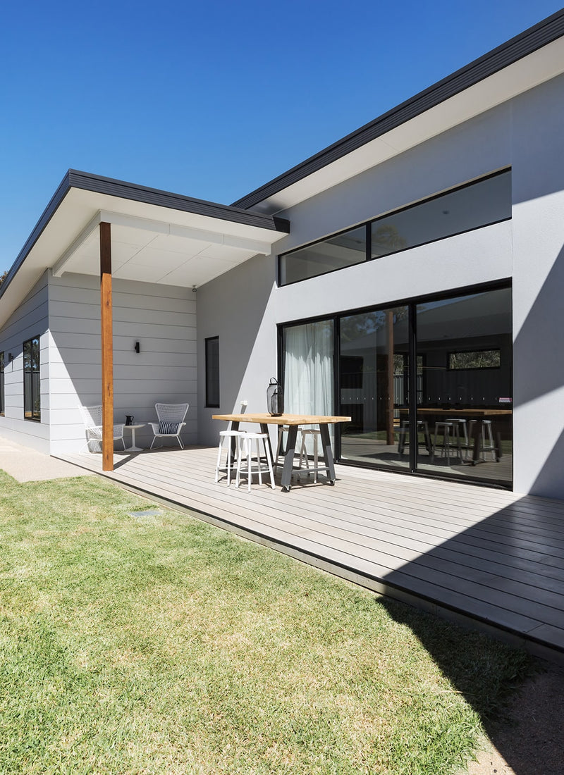 Mornington Peninsula beach home project featuring local plywood supplier Plyco's exterior Shadowclad without a white background