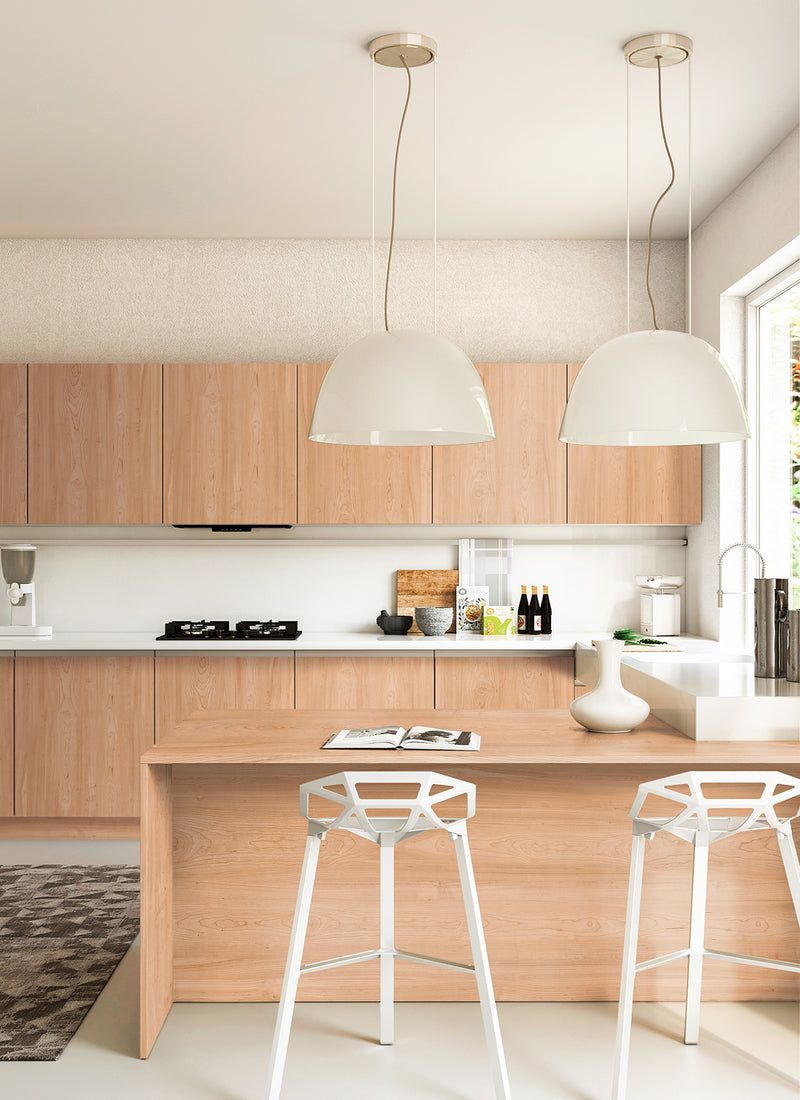 Melbourne kitchen featuring American Cherry on Birch Plywood cabinets without a white background