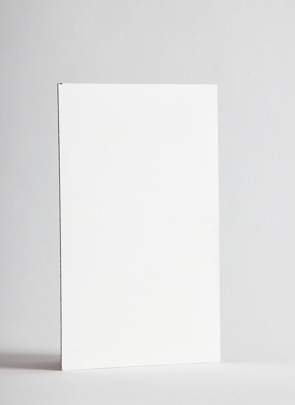 Plyco's 3mm white melamine MDF backing sheet on a white background