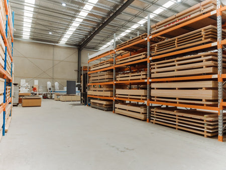 Plyco's range of plywood, MDF and particle board for racking customers in our Mornington warehouse