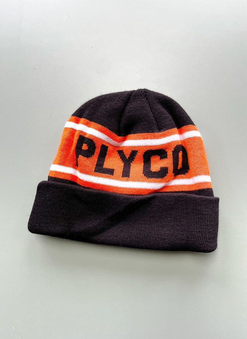 Reverse of classic Plyco's Lumberjack beanie without a pompom on a white background