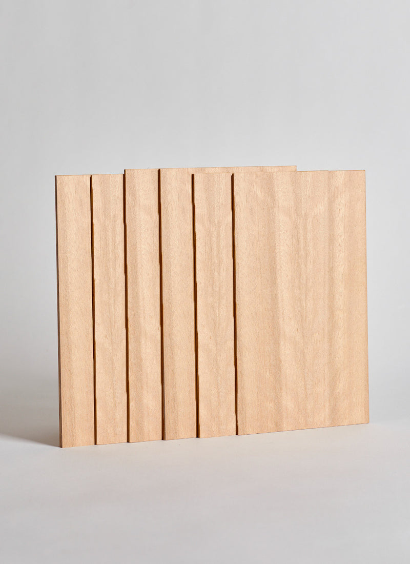Melbourne plywood supplier Plyco's 3mm Queensland Maple Laserply Pack for laser cutting and engraving on a white background