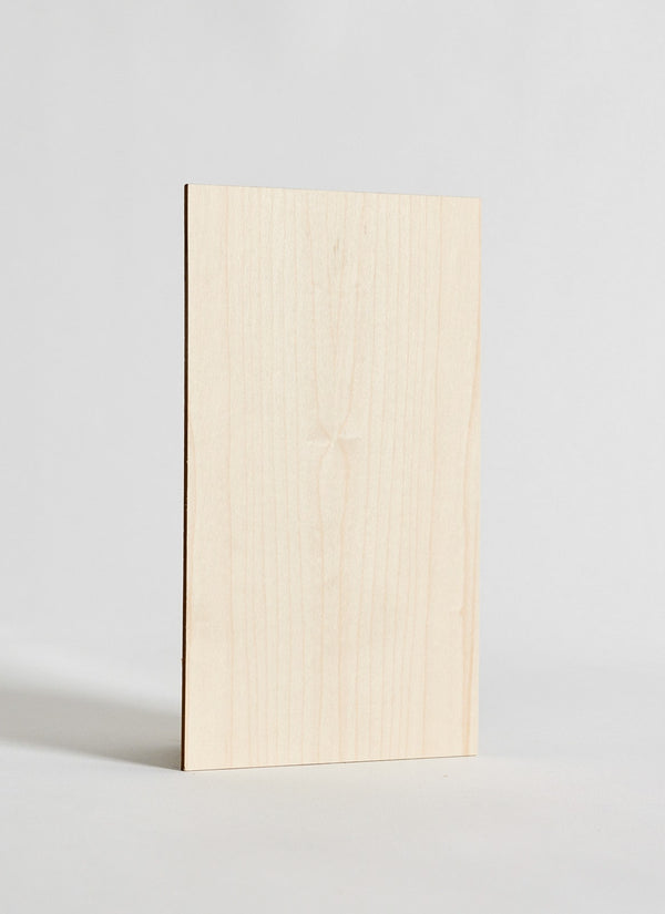 Plyco's 3mm Canadian Rock Maple Laserply for laser cutting and engraving on a white background