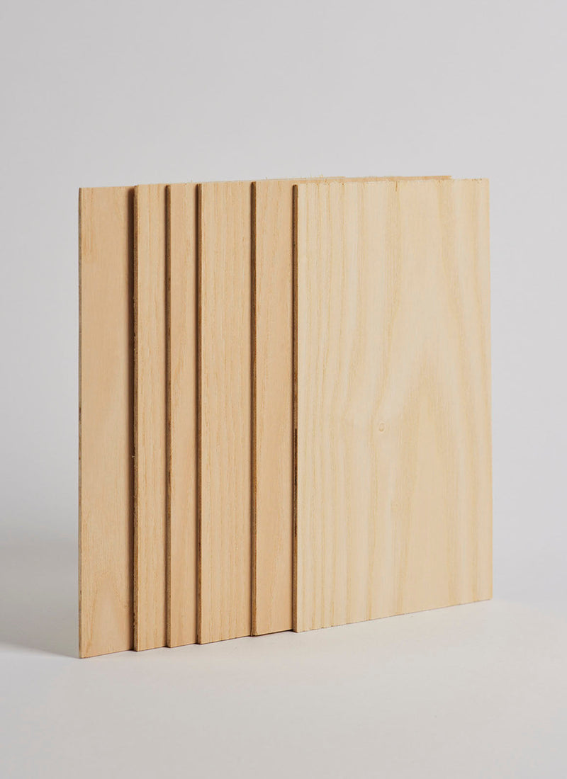 Melbourne plywood supplier Plyco's 3mm White Ash Legnoply Pack for laser cutting and engraving on a white background