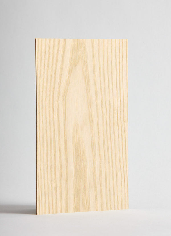 Plyco's 600 x 300 x 3mm European White Ash Laserply plywood panel on a white background