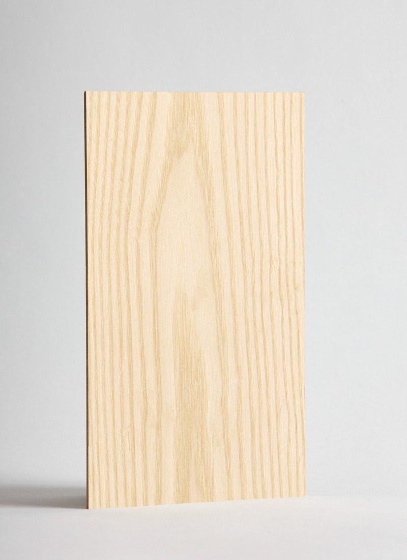 Plyco's 600 x 300 x 3mm European White Ash Legnoply plywood panel on a white background