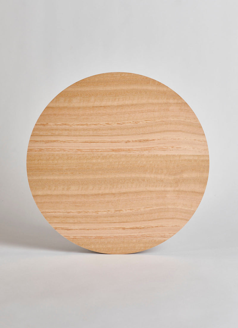 A single 3mm Tasmanian Oak / Eucalypt Micropanel Circle on a white background