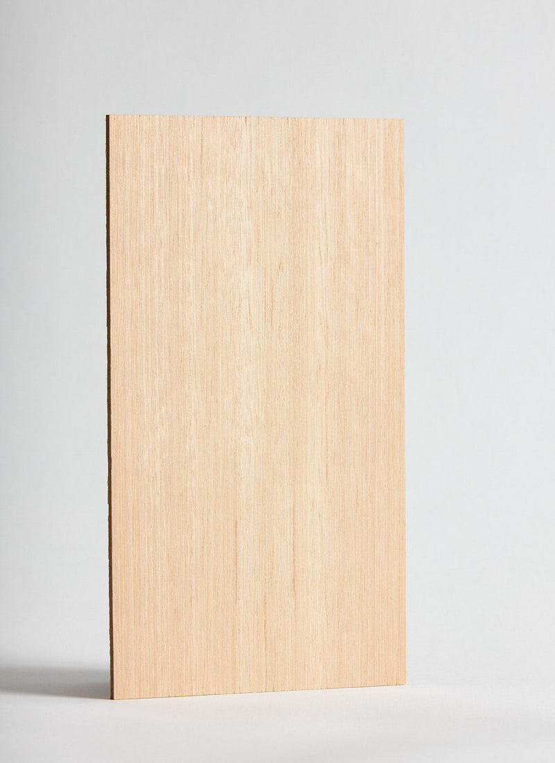 Plyco's Tasmanian Eucalypt Micropanel laser cutting MDF on a white background