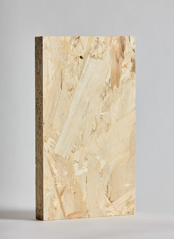 Melbourne plywood supplier Plyco's 18mm 2440 x 1220mm Poplar OSB panel on a white background