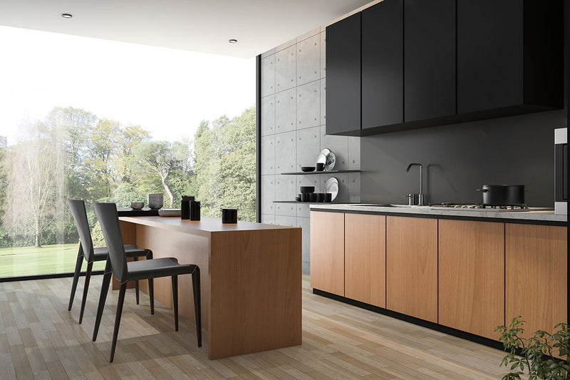 Melbourne plywood supplier Plyco's Sapele Veneer on Birch Quadro panels used in a DIY kitchen cabinetry project