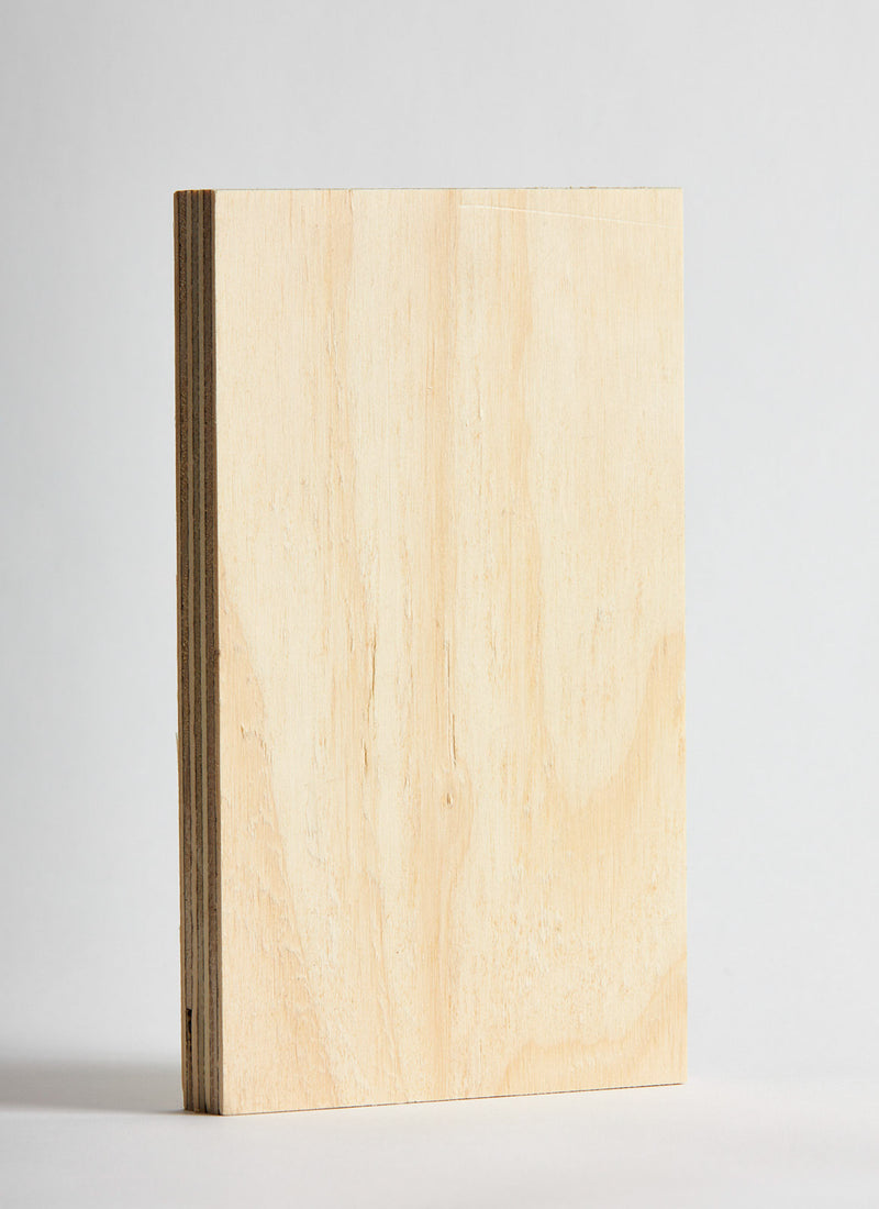 18mm AC Radiata Pine Plywood on a white background available to purchase online from local plywood supplier, Plyco