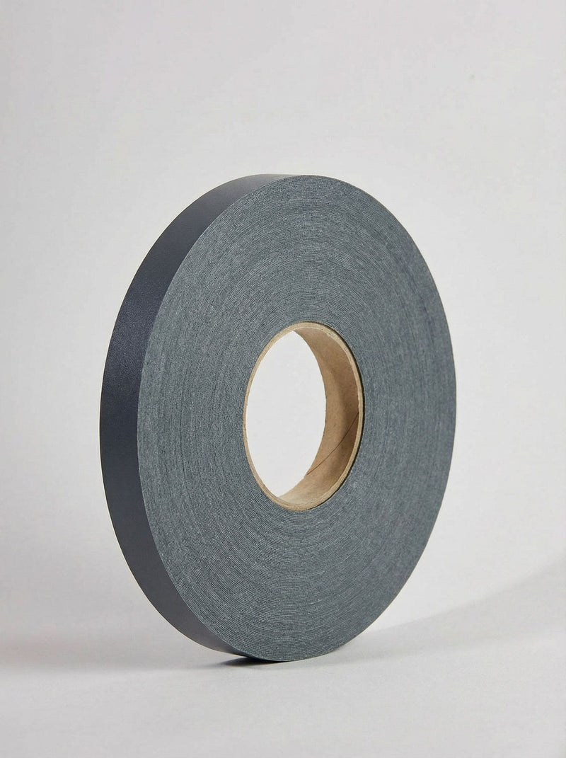 Plyco's 100m x 21mm x 1mm Unglued ABS Vanply Edging in Charcoal on a white background