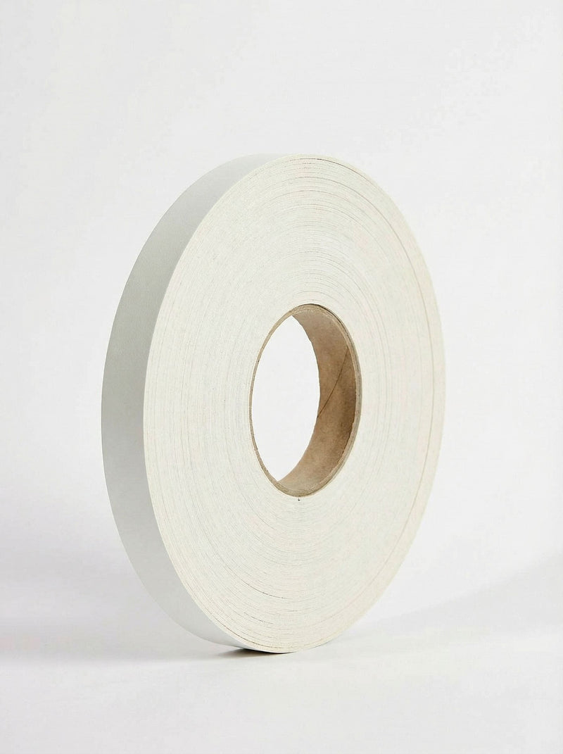 Plyco's 100m x 21mm x 1mm Unglued ABS Vanply Edging in Cloud on a white background