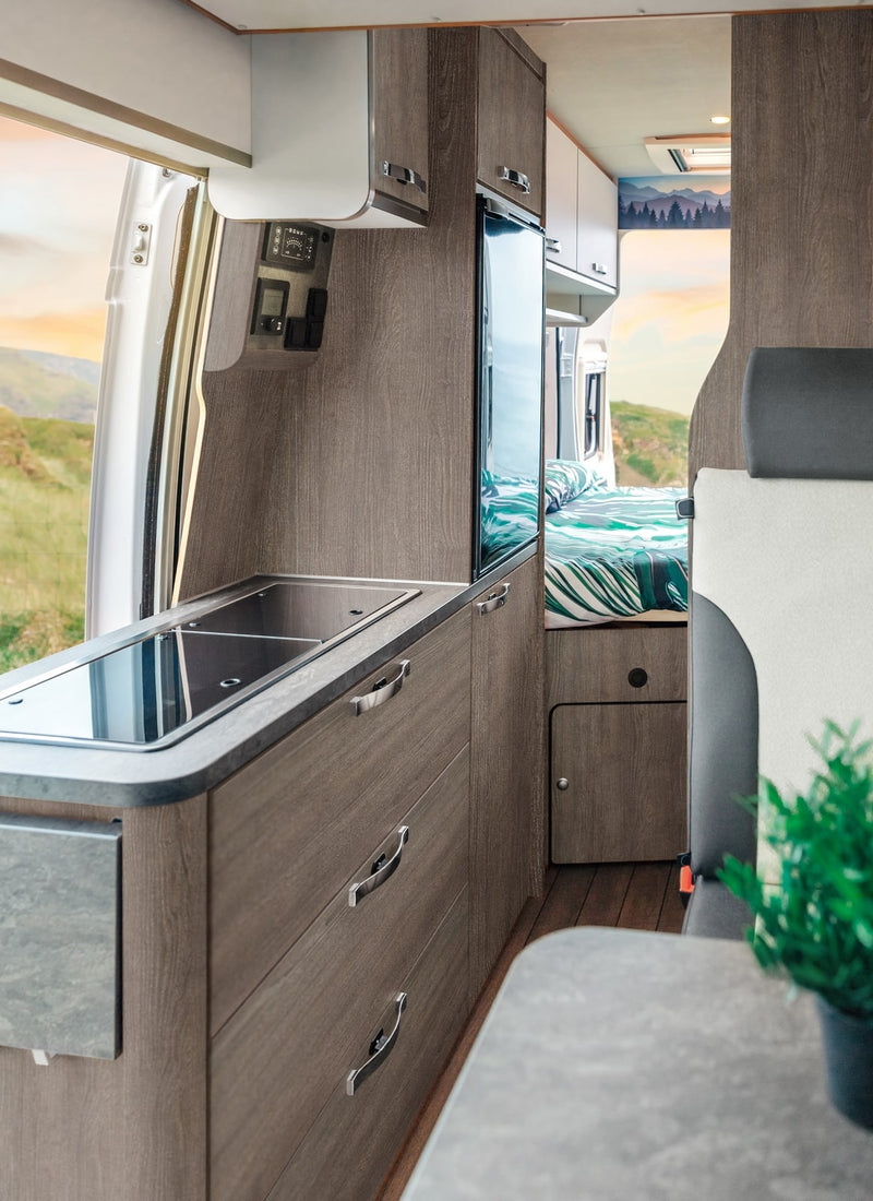 3mm Graphite Oak Vanply used as interior caravan plywood for wall panels and cabinets from Melbourne plywood supplier Plyco without a white background