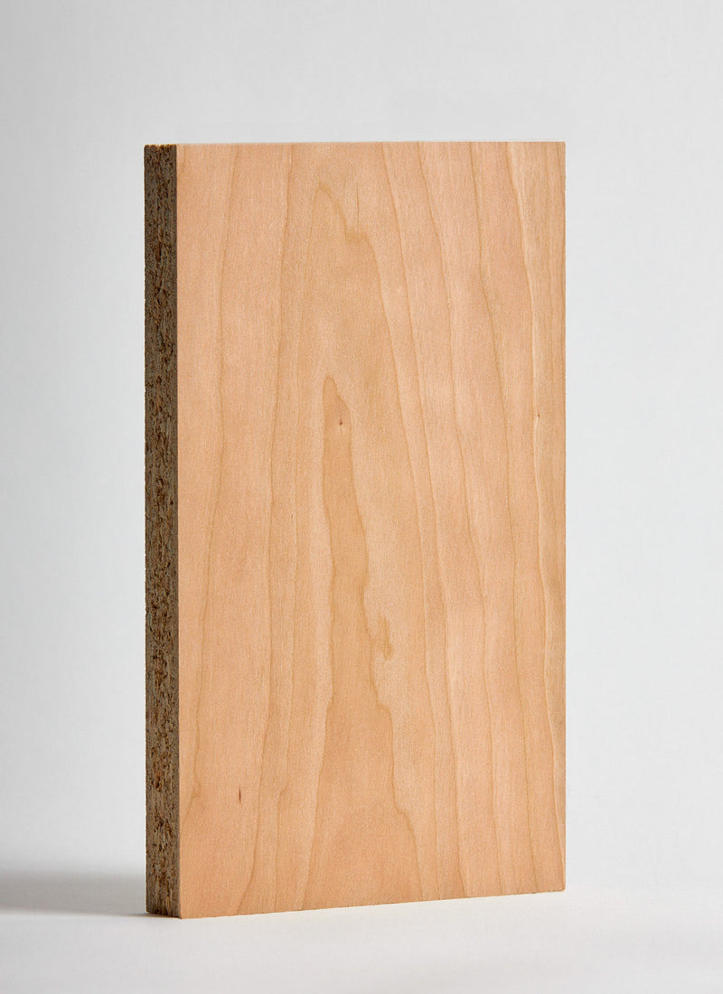 Plyco's 25mm American Cherry Veneered Particle Board on a white background