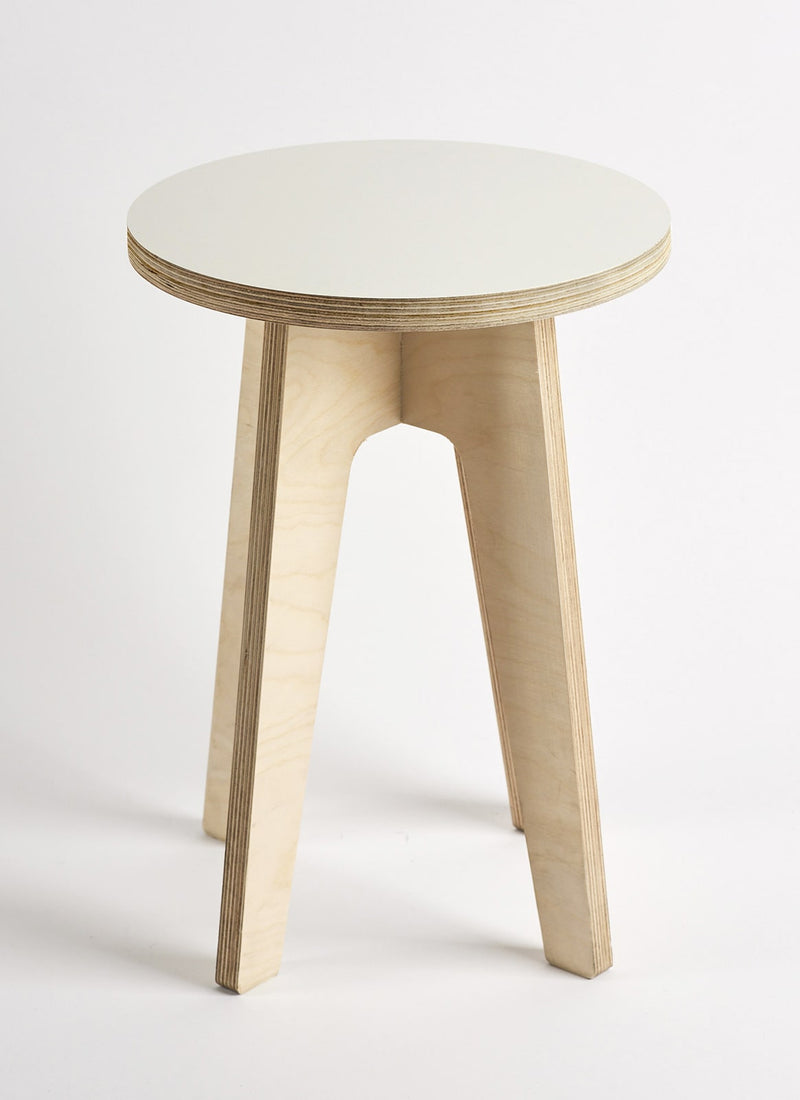 Plyco's Scandinavian inspired, Birch Decoply Stool/Chair in Cream on a white background