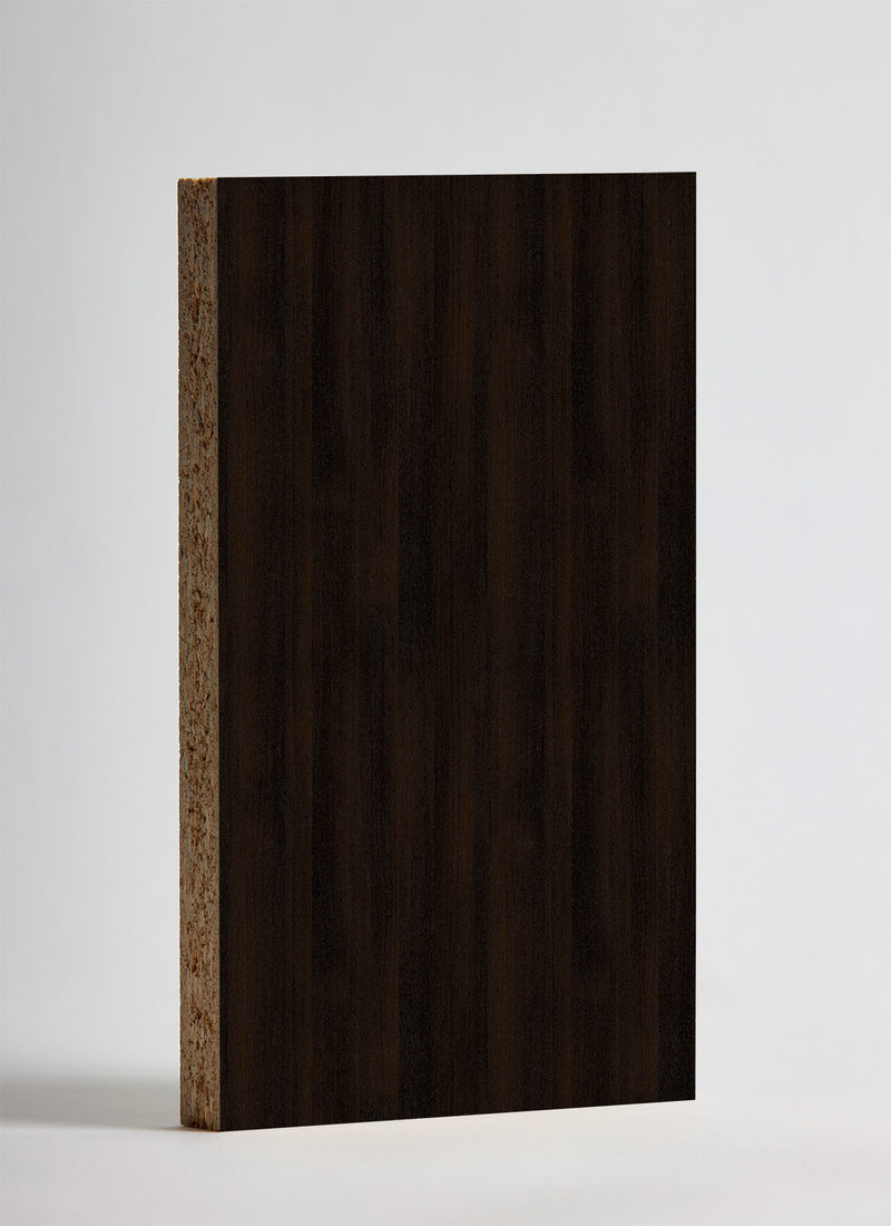 Plyco's 18mm Black Brown Sorano Oak EGGER Panel on a white background