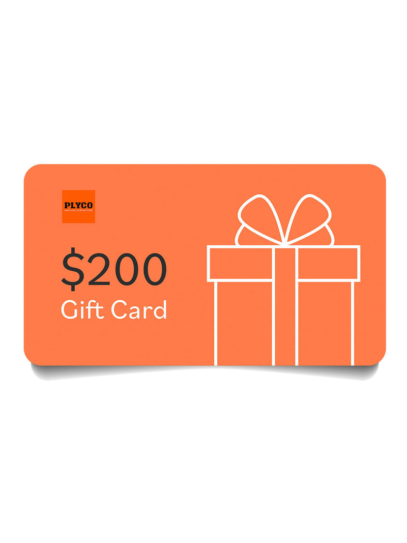 Plyco $200 Gift Card on a white background