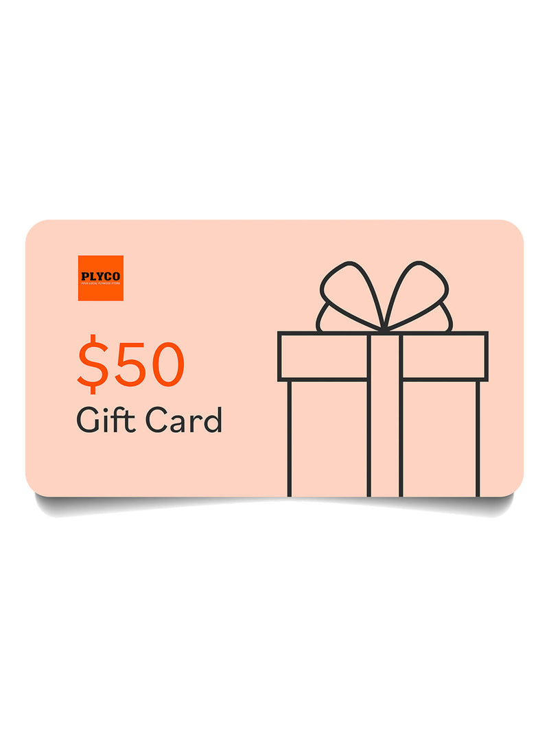 Plyco $50 Gift Card on a white background