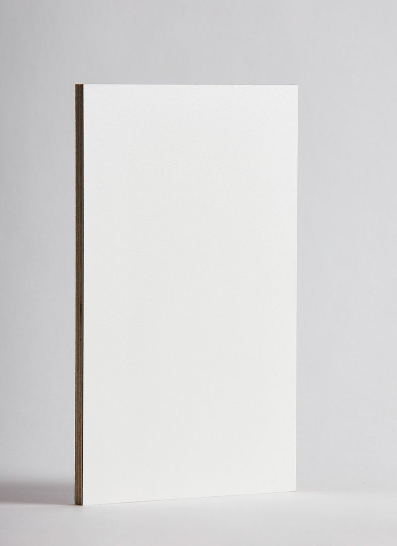 18mm Cream Laminated Poplar plywood panel on a white background from plywood supplier Plyco