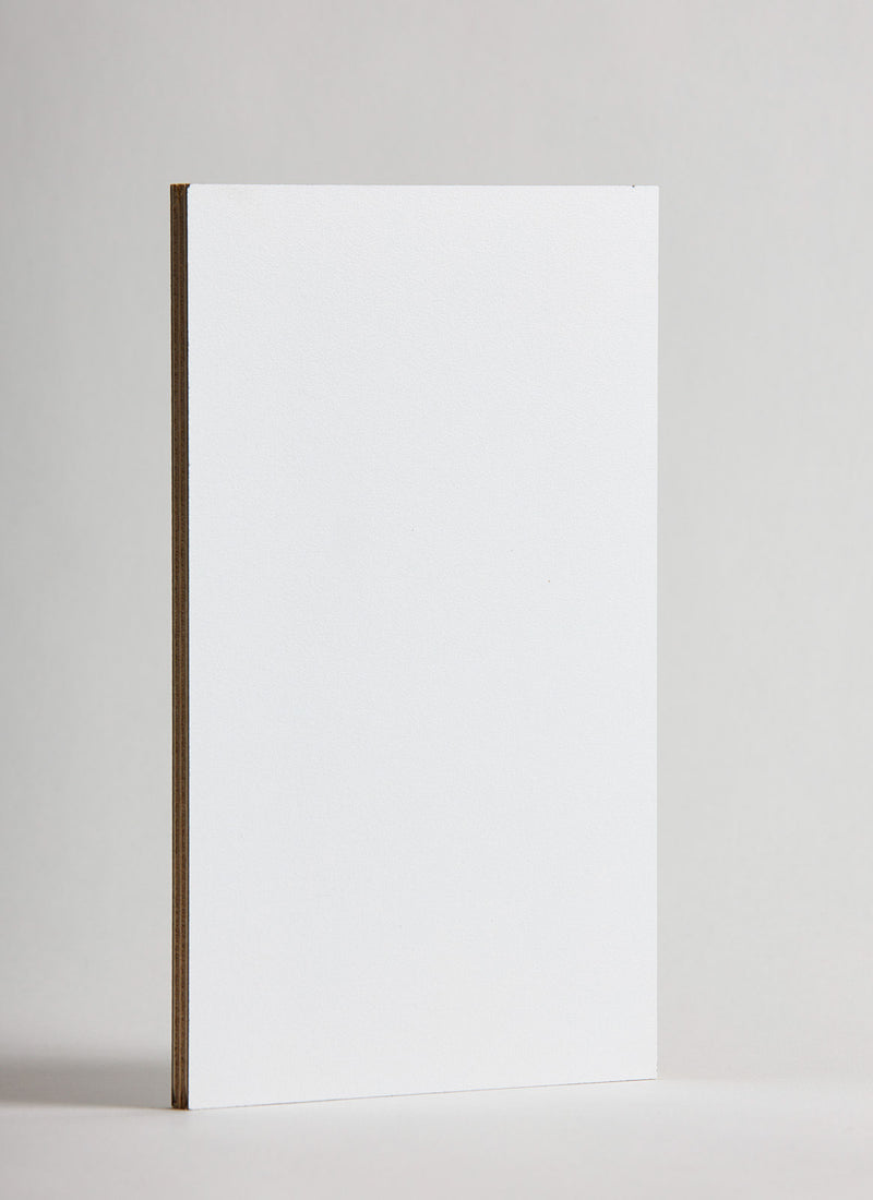 Popular 18mm Snow Laminated Poplar plywood panel on a white background from plywood supplier Plyco