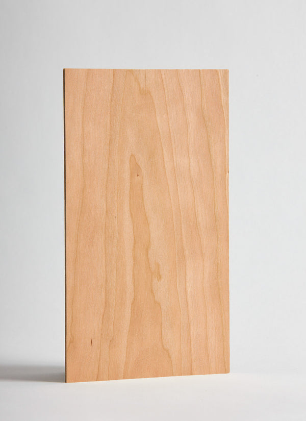 Plyco's 600 x 300 x 3mm American Cherry Laserply plywood panel on a white background