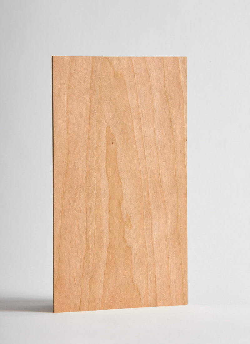 Plyco's 600 x 300 x 3mm American Cherry Legnoply plywood panel on a white background