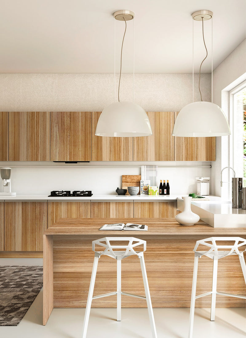 Melbourne plywood supplier Plyco's Quadro NFG Blackbutt on Birch Plywood panels used in a kitchen project, without a white background