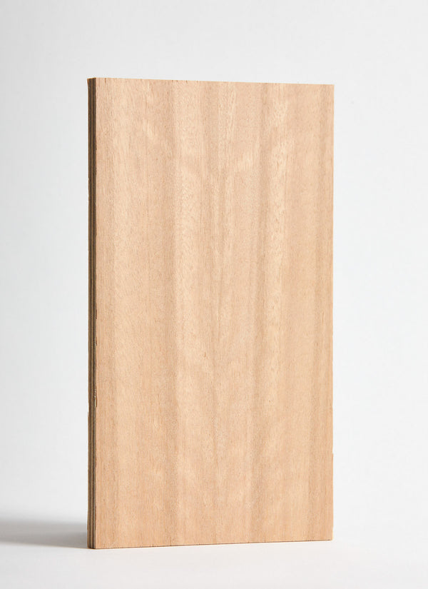 Plyco's Queensland Maple Quadro panel pressed on 6mm Birch Plywood on a white background