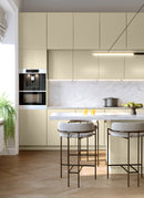 Render of a DIY kitchen featuring Plyco's Porcelain Spotless Laminate not on a white background