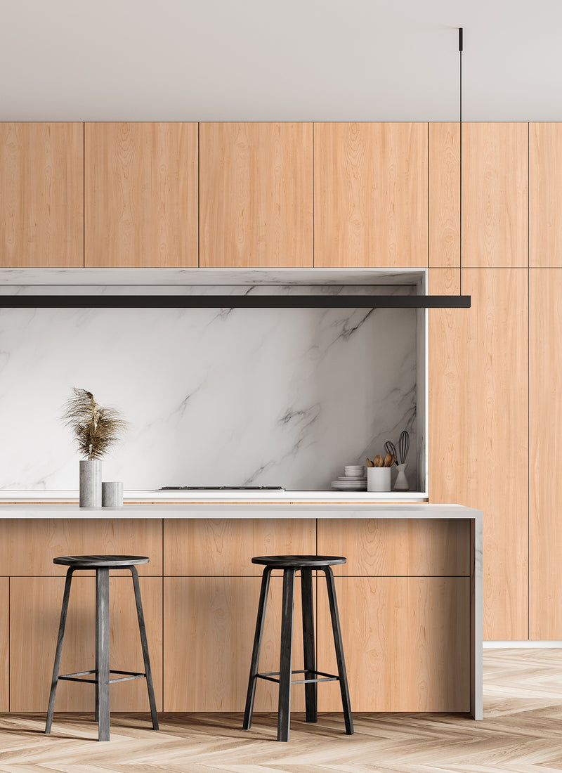 Second Melbourne kitchen featuring American Cherry on Birch Plywood cabinets without a white background