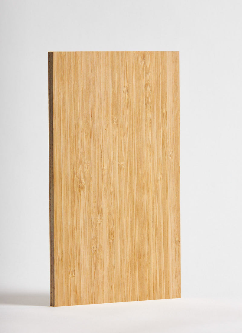 Plyco's Carbonised Bamboo pressed on 18mm Birch Plywood on a white background
