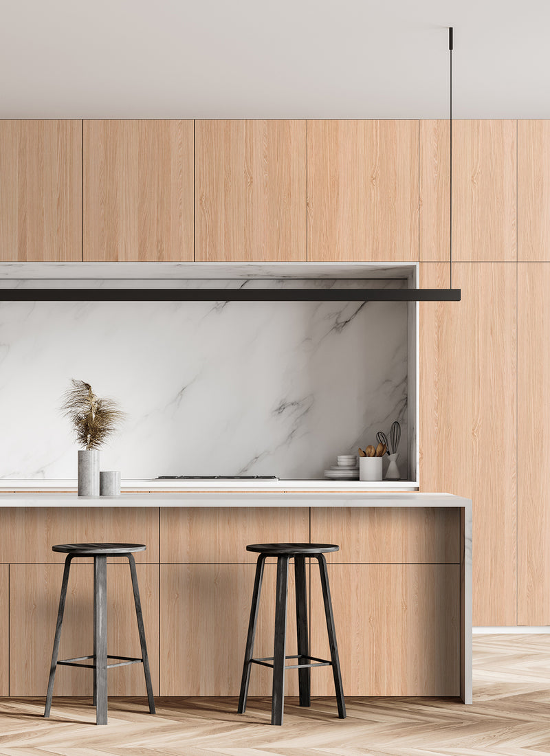 Melbourne plywood supplier Plyco's 3mm American Oak Veneered MDF in a kitchen renovation without a white background