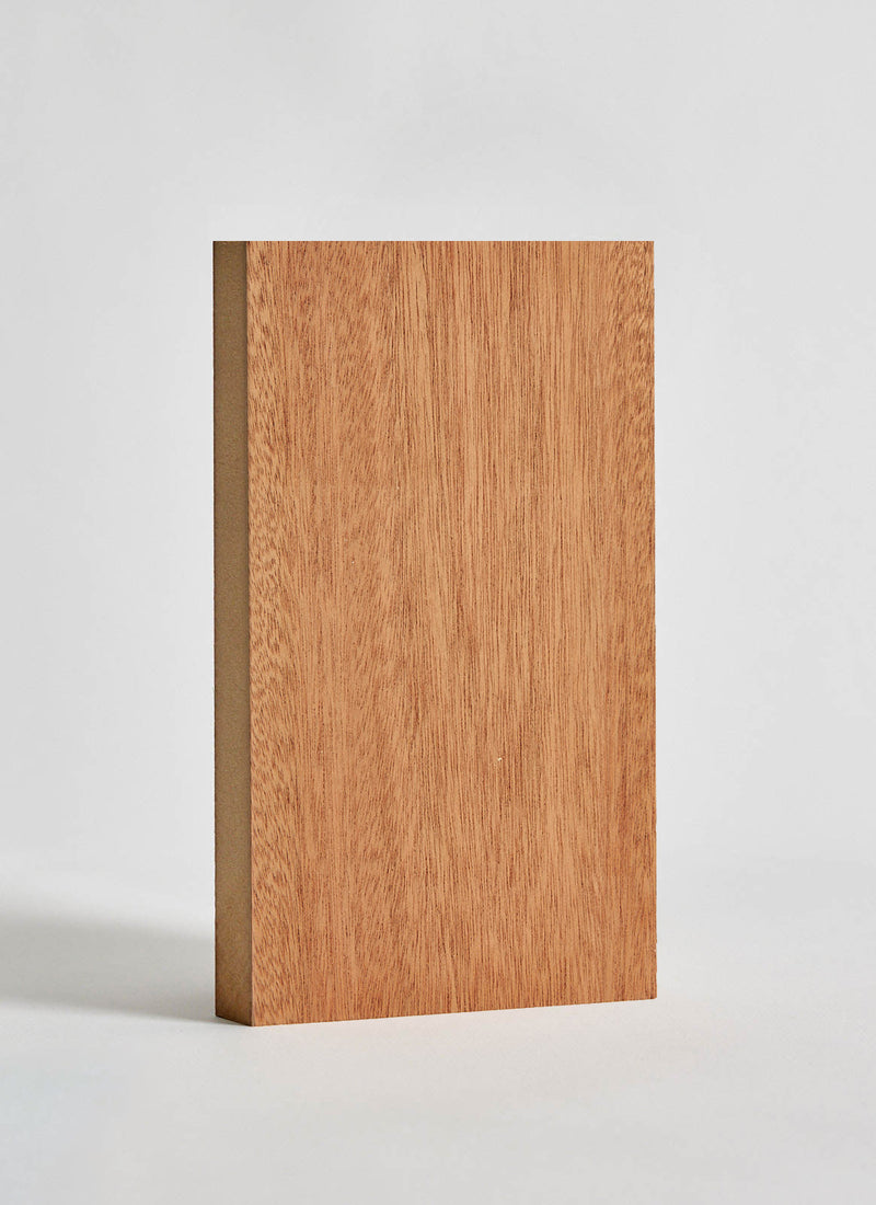 Plyco's 18mm Sapele Veneered MDF on a white background