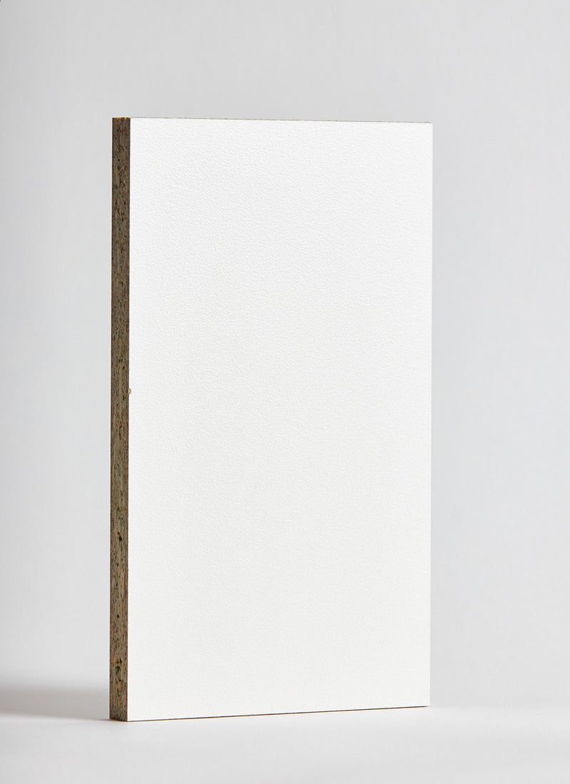 Plyco's 18mm White Melamine Particleboard on a white background