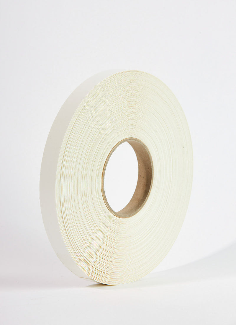 Plyco's white PVC edging in a 50m roll on a white background